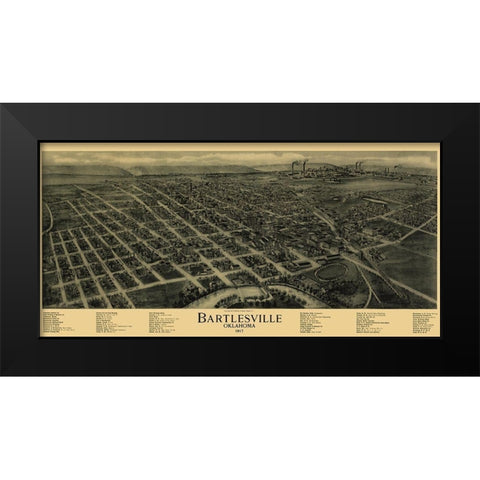 Bartlesville Oklahoma - Fowler 1917 Black Modern Wood Framed Art Print by Fowler