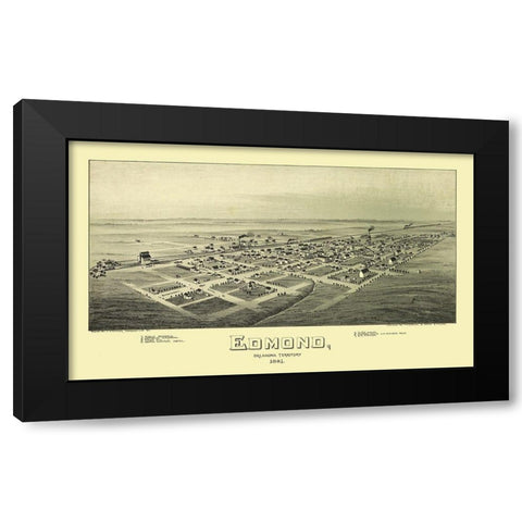 Edmond Oklahoma - Fowler 1891 Black Modern Wood Framed Art Print by Fowler
