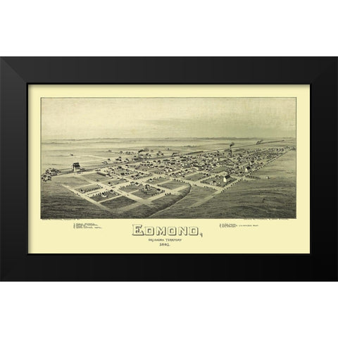 Edmond Oklahoma - Fowler 1891 Black Modern Wood Framed Art Print by Fowler
