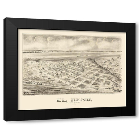 El Reno Oklahoma - Fowler 1891 Black Modern Wood Framed Art Print by Fowler