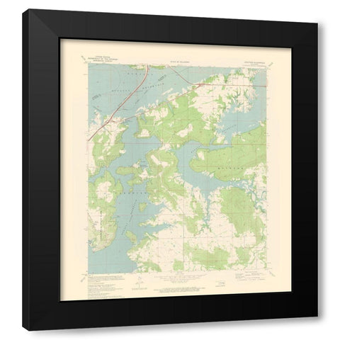 Longtown Oklahoma Quad - USGS 1971 Black Modern Wood Framed Art Print by USGS