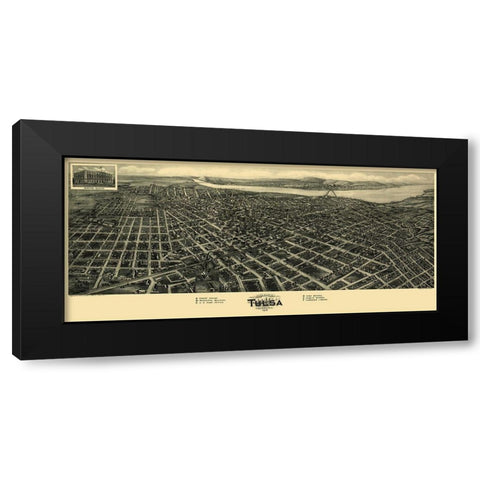 Tulsa Oklahoma - Fowler 1918 Black Modern Wood Framed Art Print with Double Matting by Fowler