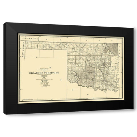 Oklahoma Arapahoe Territory - 1894 Black Modern Wood Framed Art Print with Double Matting by King
