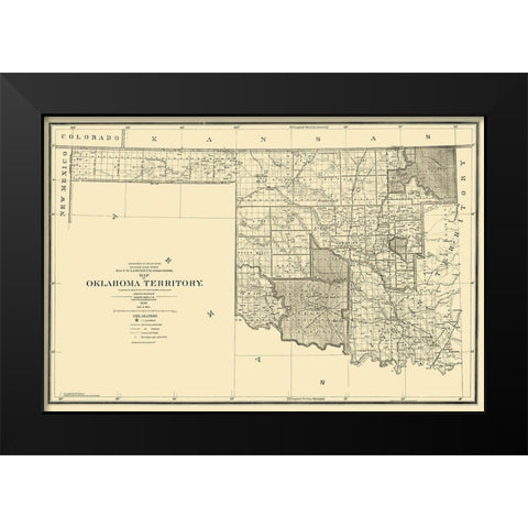 Oklahoma Arapahoe Territory - 1894 Black Modern Wood Framed Art Print by King