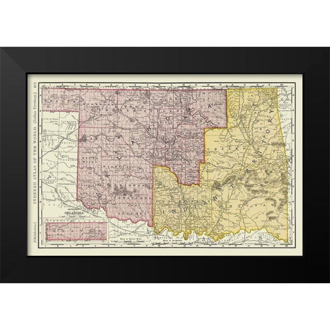 Oklahoma Indian Territory - Rand McNally 1897 Black Modern Wood Framed Art Print by Rand McNally