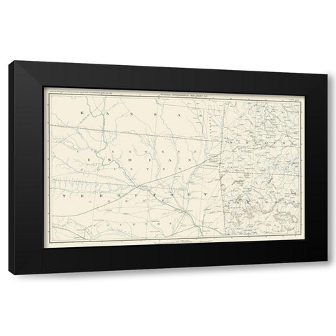 Oklahoma Indian Territory and Surrounding States Black Modern Wood Framed Art Print with Double Matting by Bien
