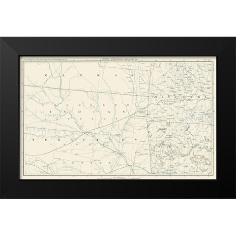 Oklahoma Indian Territory and Surrounding States Black Modern Wood Framed Art Print by Bien