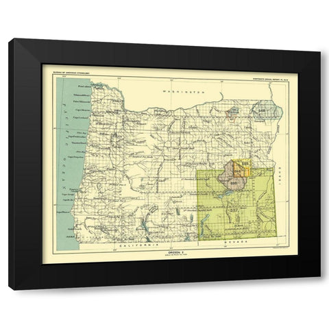 Oregon - Grande Ronde - Hoen 1896 Black Modern Wood Framed Art Print with Double Matting by Hoen