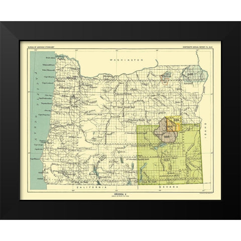 Oregon - Grande Ronde - Hoen 1896 Black Modern Wood Framed Art Print by Hoen