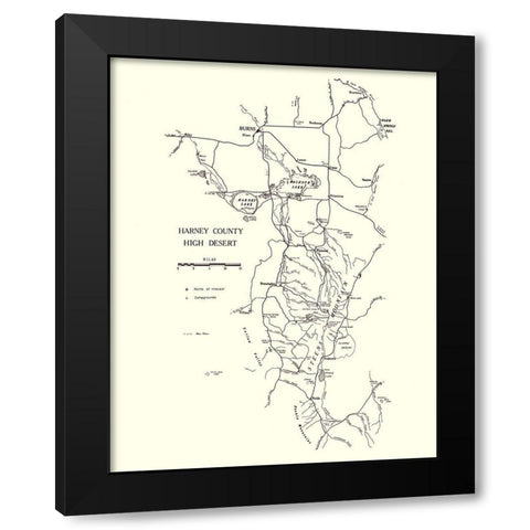 Harney Oregon - Palmer 1970 Black Modern Wood Framed Art Print by Palmer