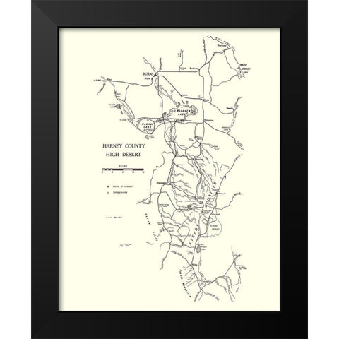 Harney Oregon - Palmer 1970 Black Modern Wood Framed Art Print by Palmer