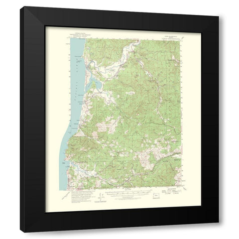 Hebo Oregon Quad - USGS 1965 Black Modern Wood Framed Art Print by USGS
