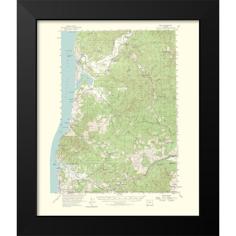 Hebo Oregon Quad - USGS 1965 Black Modern Wood Framed Art Print by USGS