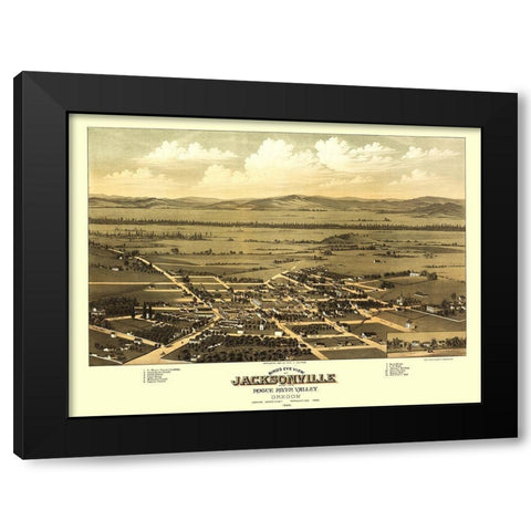 Jacksonville Oregon - Walpole 1883 Black Modern Wood Framed Art Print by Walpole