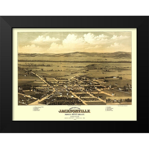 Jacksonville Oregon - Walpole 1883 Black Modern Wood Framed Art Print by Walpole