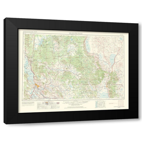 Klamath Falls Oregon California Quad - USGS 1968 Black Modern Wood Framed Art Print with Double Matting by USGS