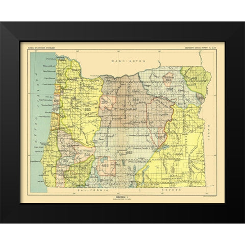 Oregon - Hoen 1896 Black Modern Wood Framed Art Print by Hoen