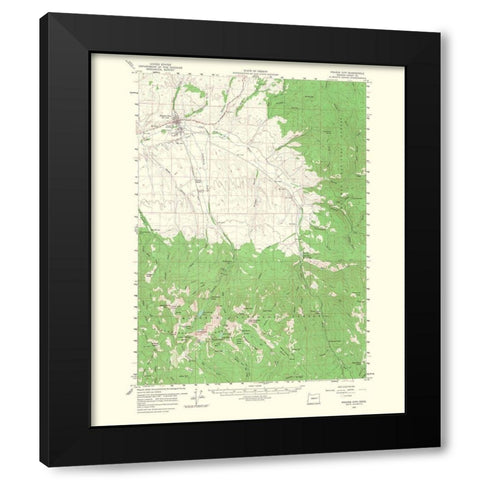 Prairie City Oregon Quad - USGS 1968 Black Modern Wood Framed Art Print with Double Matting by USGS
