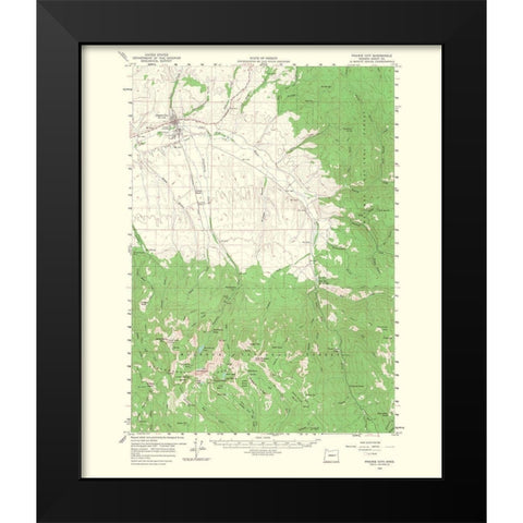 Prairie City Oregon Quad - USGS 1968 Black Modern Wood Framed Art Print by USGS
