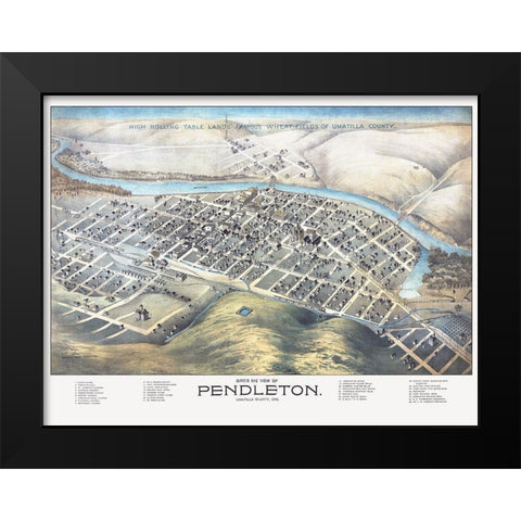 Pendleton Oregon - Dakin 1890 Black Modern Wood Framed Art Print by Dakin
