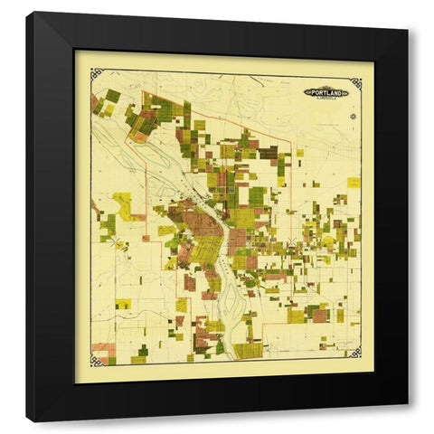 Portland Oregon - Crocker 1901 Black Modern Wood Framed Art Print with Double Matting by Crocker