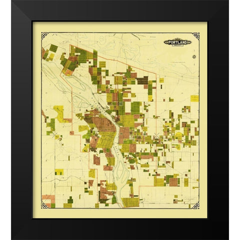 Portland Oregon - Crocker 1901 Black Modern Wood Framed Art Print by Crocker