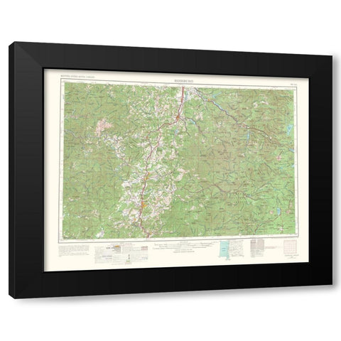 Roseburg Oregon Quad - USGS 1967 Black Modern Wood Framed Art Print with Double Matting by USGS