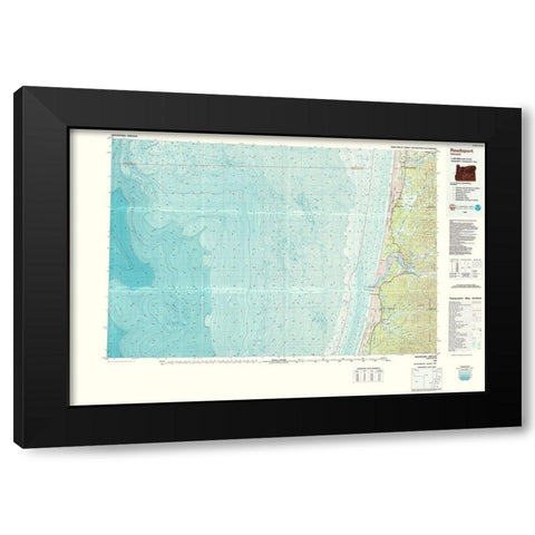 Reedsport Oregon Quad - USGS 1980 Black Modern Wood Framed Art Print with Double Matting by USGS