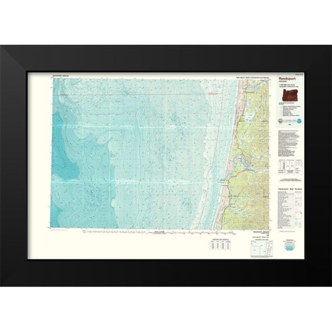 Reedsport Oregon Quad - USGS 1980 Black Modern Wood Framed Art Print by USGS