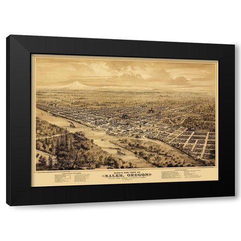 Salem Oregon - Smith 1876 Black Modern Wood Framed Art Print by Smith