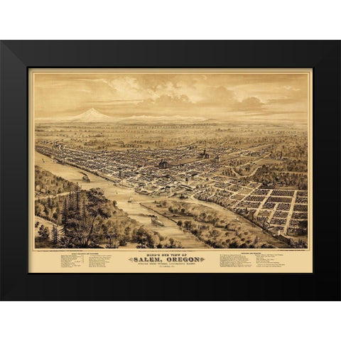Salem Oregon - Smith 1876 Black Modern Wood Framed Art Print by Smith
