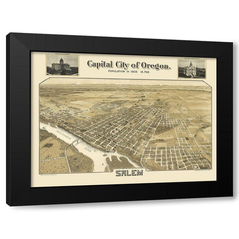 Salem Oregon - Koppe 1905 Black Modern Wood Framed Art Print by Koppe