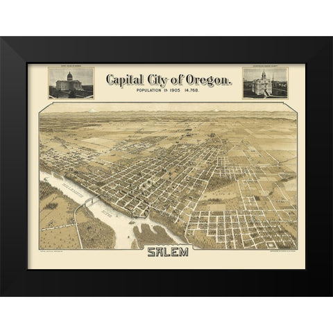 Salem Oregon - Koppe 1905 Black Modern Wood Framed Art Print by Koppe