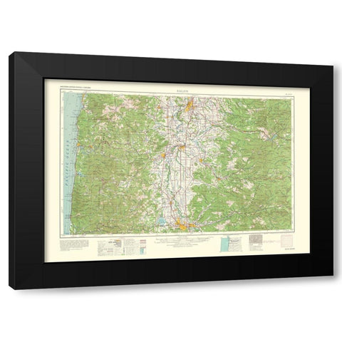 Salem Oregon Quad - USGS 1963 Black Modern Wood Framed Art Print by USGS