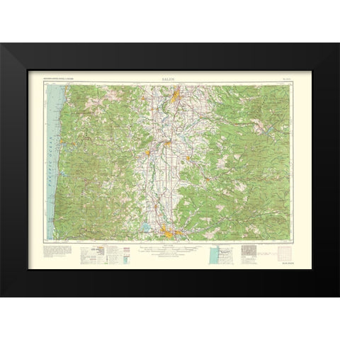 Salem Oregon Quad - USGS 1963 Black Modern Wood Framed Art Print by USGS