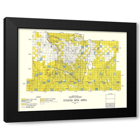 Steens Mountain Southern Oregon - DOI 1970 Black Modern Wood Framed Art Print with Double Matting by DOI