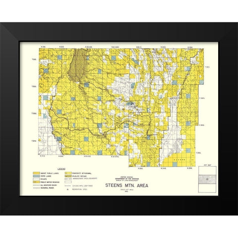 Steens Mountain Central Oregon - DOI 1970 Black Modern Wood Framed Art Print by DOI