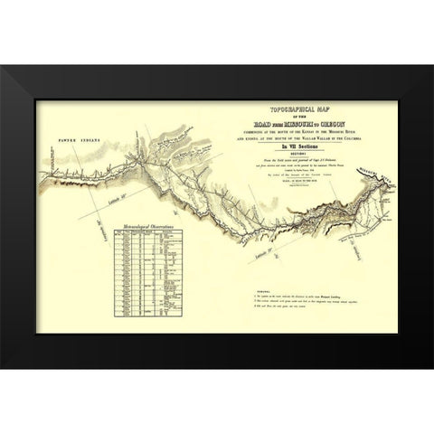 Oregon Trail Kansas 1 of 7 - Fremont 1846 Black Modern Wood Framed Art Print by Fremont