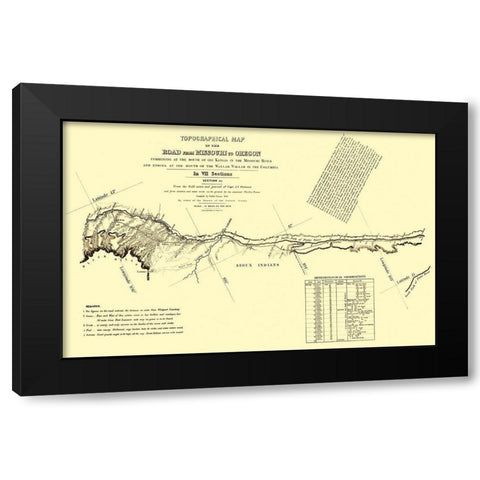 Oregon Trail Wyoming 3 of 7 - Fremont 1846 Black Modern Wood Framed Art Print by Fremont