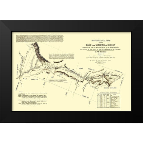 Oregon Trail Wyoming 4 of 7 - Fremont 1846 Black Modern Wood Framed Art Print by Fremont