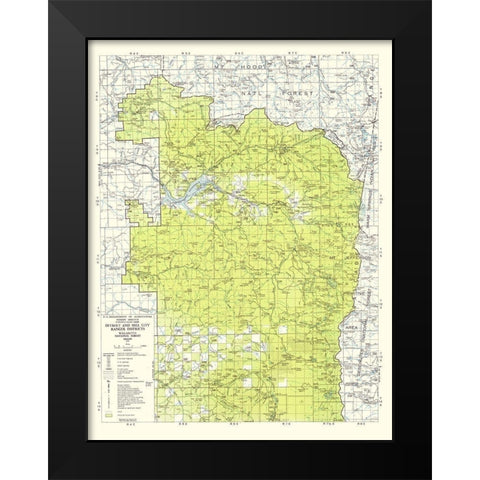 Willamette National Forest Oregon - USDA 1964 Black Modern Wood Framed Art Print by USDA