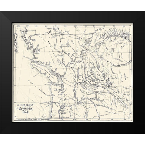Oregon Territory - 1846 Black Modern Wood Framed Art Print by Unknown