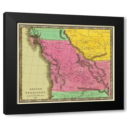 Oregon Territory - Greenleaf 1840 Black Modern Wood Framed Art Print with Double Matting by Greenleaf