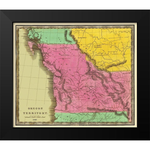 Oregon Territory - Greenleaf 1840 Black Modern Wood Framed Art Print by Greenleaf