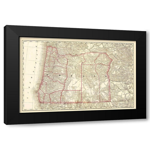Oregon - 1879 Black Modern Wood Framed Art Print with Double Matting by Unknown