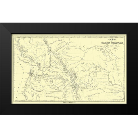 Oregon Territory - Parker 1838 Black Modern Wood Framed Art Print by Parker