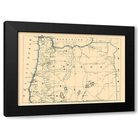 Oregon - Holdredge 1866 Black Modern Wood Framed Art Print by Holdredge