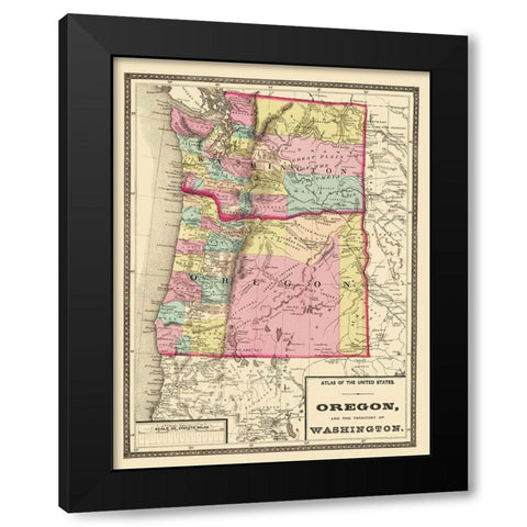 Oregon, Washington - Baltimore 1873 Black Modern Wood Framed Art Print by Baltimore