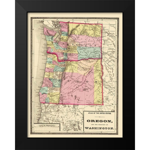 Oregon, Washington - Baltimore 1873 Black Modern Wood Framed Art Print by Baltimore