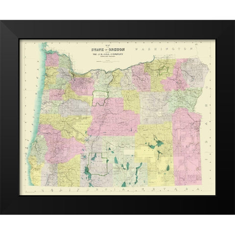 Oregon - Gill 1911 Black Modern Wood Framed Art Print by Gill
